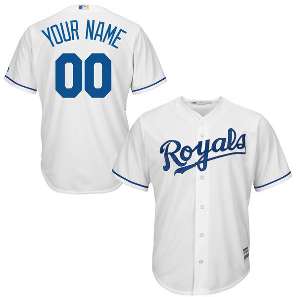 Youth Kansas City Royals Majestic White Home Custom Cool Base MLB Jersey